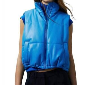 NEW MELISSA NEPTON clyde faux leather vest in blue